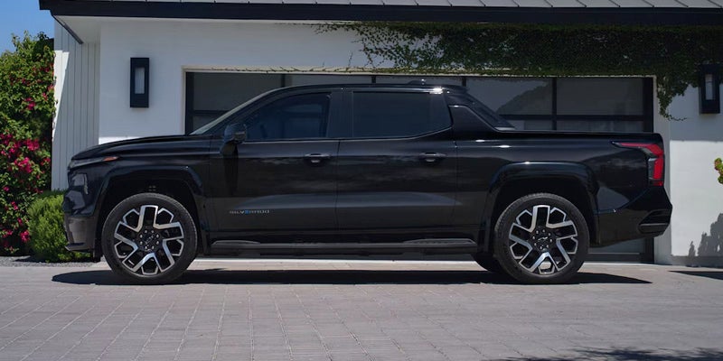 A black 2022 Chevrolet Silverado EV parked